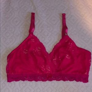 Neon Pink Wireless Lace Bra - Size 38C